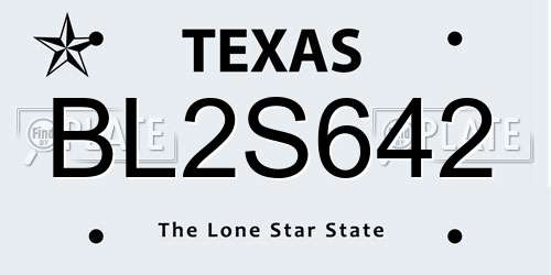 BL2S642 Texas License Plate
