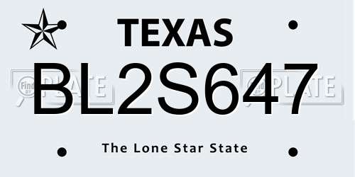 BL2S647 Texas License Plate