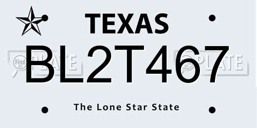 BL2T467 Texas License Plate