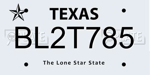 BL2T785 Texas License Plate