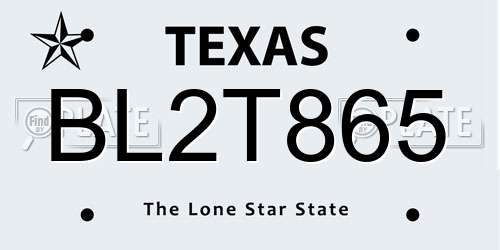 BL2T865 Texas License Plate