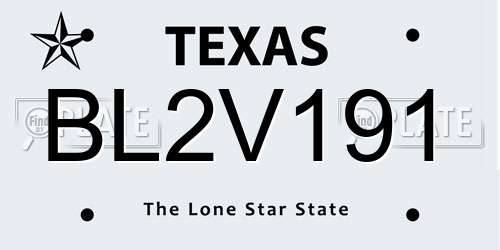 BL2V191 Texas License Plate