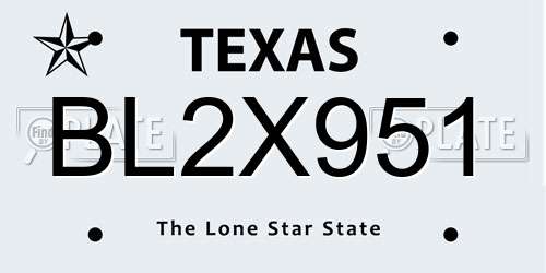 BL2X951 Texas License Plate
