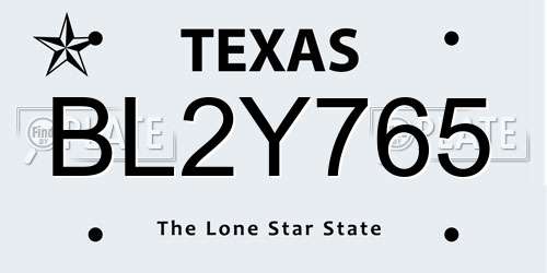 BL2Y765 Texas License Plate