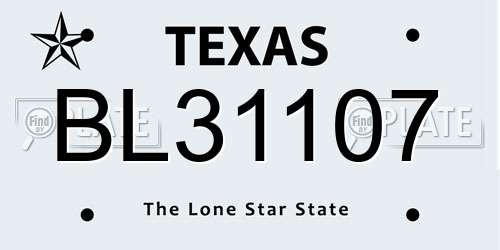 BL31107 Texas License Plate