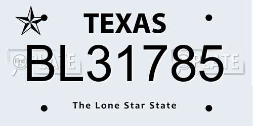 BL31785 Texas License Plate
