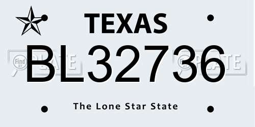 BL32736 Texas License Plate