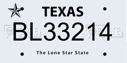 BL33214 Texas License Plate