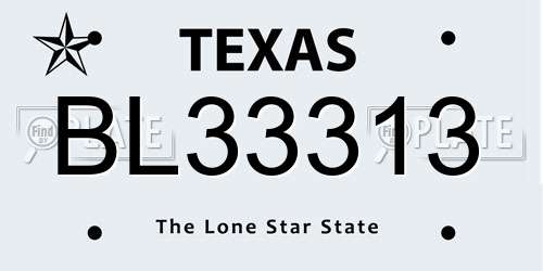BL33313 Texas License Plate