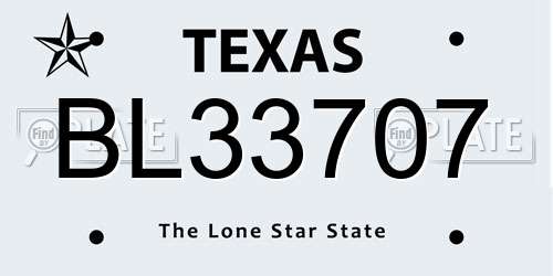 BL33707 Texas License Plate
