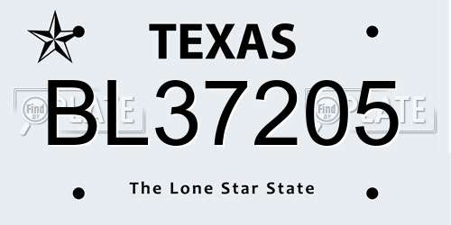 BL37205 Texas License Plate
