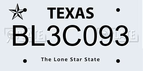 BL3C093 Texas License Plate