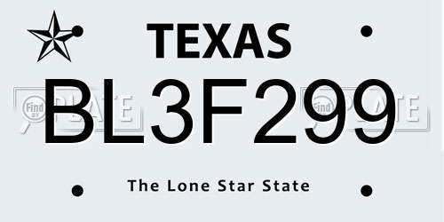 BL3F299 Texas License Plate