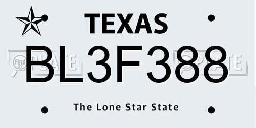 BL3F388 Texas License Plate
