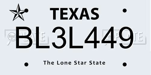 BL3L449 Texas License Plate