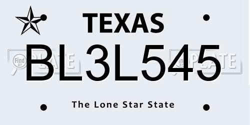 BL3L545 Texas License Plate