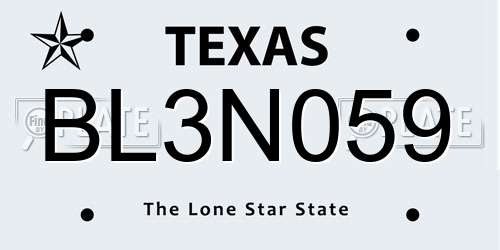 BL3N059 Texas License Plate