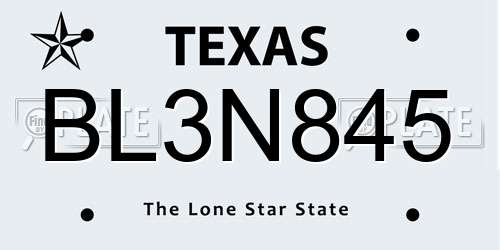 BL3N845 Texas License Plate