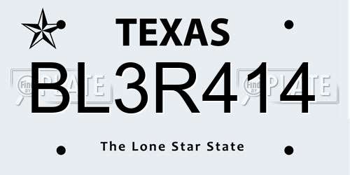 BL3R414 Texas License Plate