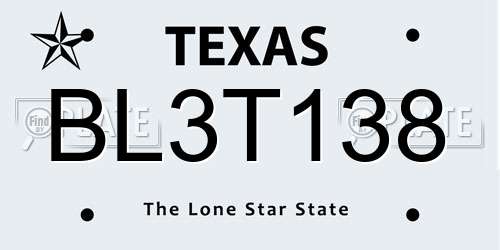 BL3T138 Texas License Plate