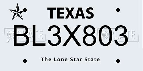 BL3X803 Texas License Plate