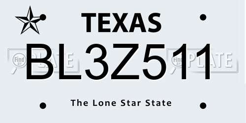 BL3Z511 Texas License Plate