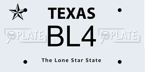 BL4 Texas License Plate
