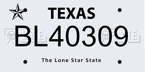 BL40309 Texas License Plate