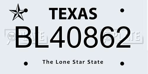 BL40862 Texas License Plate