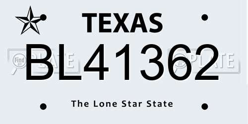 BL41362 Texas License Plate