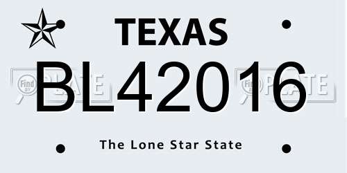 BL42016 Texas License Plate
