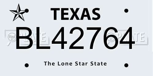 BL42764 Texas License Plate