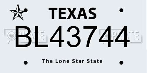 BL43744 Texas License Plate