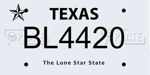 BL4420 Texas License Plate