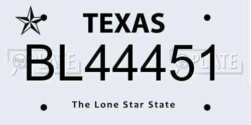 BL44451 Texas License Plate