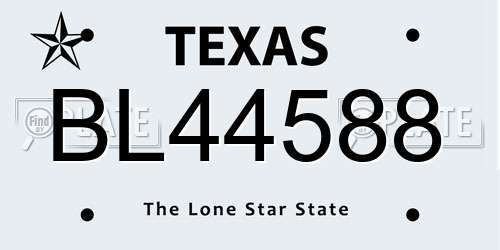 BL44588 Texas License Plate