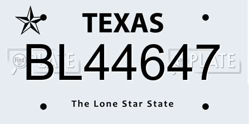 BL44647 Texas License Plate