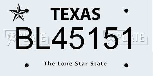 BL45151 Texas License Plate