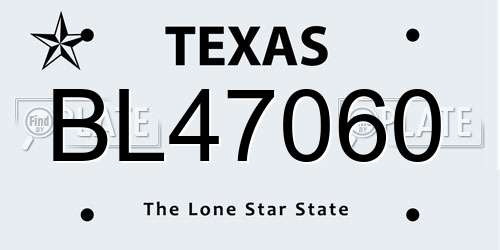 BL47060 Texas License Plate