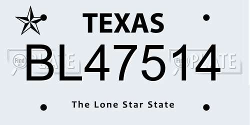 BL47514 Texas License Plate