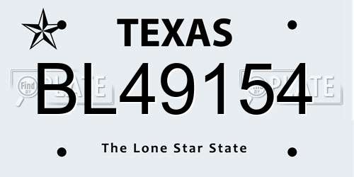BL49154 Texas License Plate
