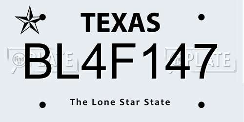 BL4F147 Texas License Plate