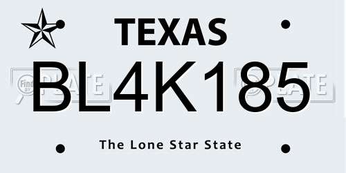 BL4K185 Texas License Plate