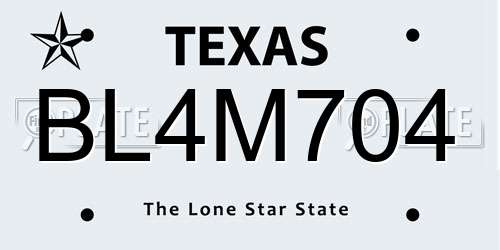 BL4M704 Texas License Plate