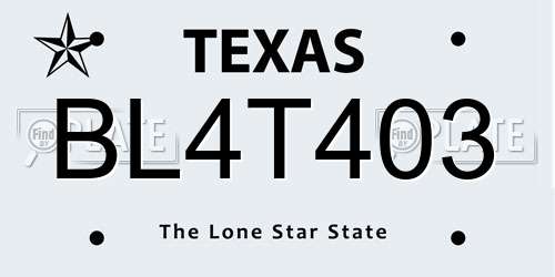 BL4T403 Texas License Plate
