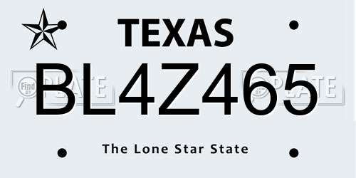 BL4Z465 Texas License Plate