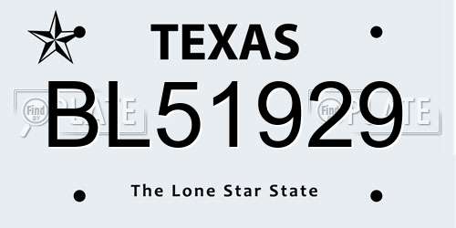 BL51929 Texas License Plate