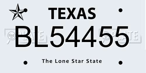 BL54455 Texas License Plate