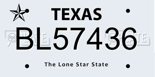 BL57436 Texas License Plate