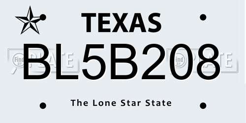 BL5B208 Texas License Plate